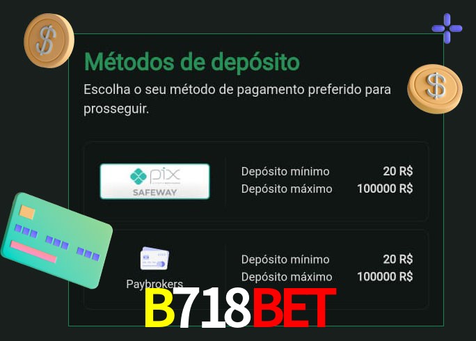 O cassino B718Bet oferece uma grande variedade de métodos de pagamento